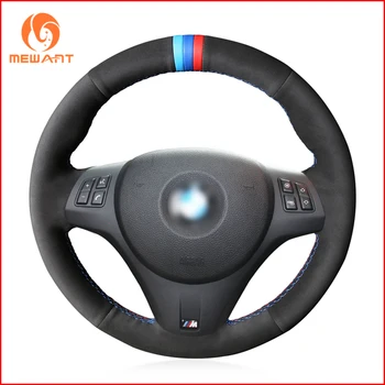 

MEWANT Black Suede Sew Wrap Car Steering Wheel Cover for BMW M Sport M3 E90 E91 E92 E93 E87 E81 E82 E88