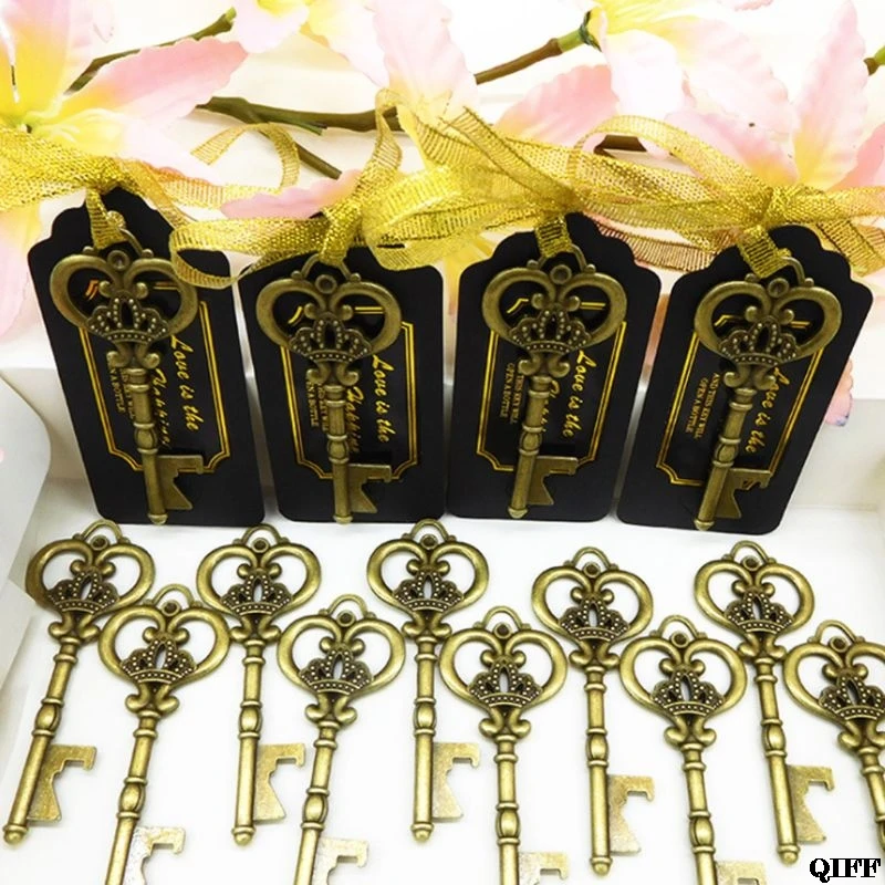 50x старинный ключ открывалка для бутылок с бирками этикетка стикер Свадебные стаканчики для вечеринки, подарков
