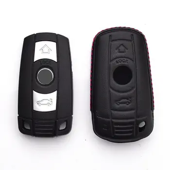 

2 Button Soft Leather Remote Fob Bag Car Key Cover Case For BMW 1 3 5 Series X-Ray XRay Remote Key Fob Cover Protect Set