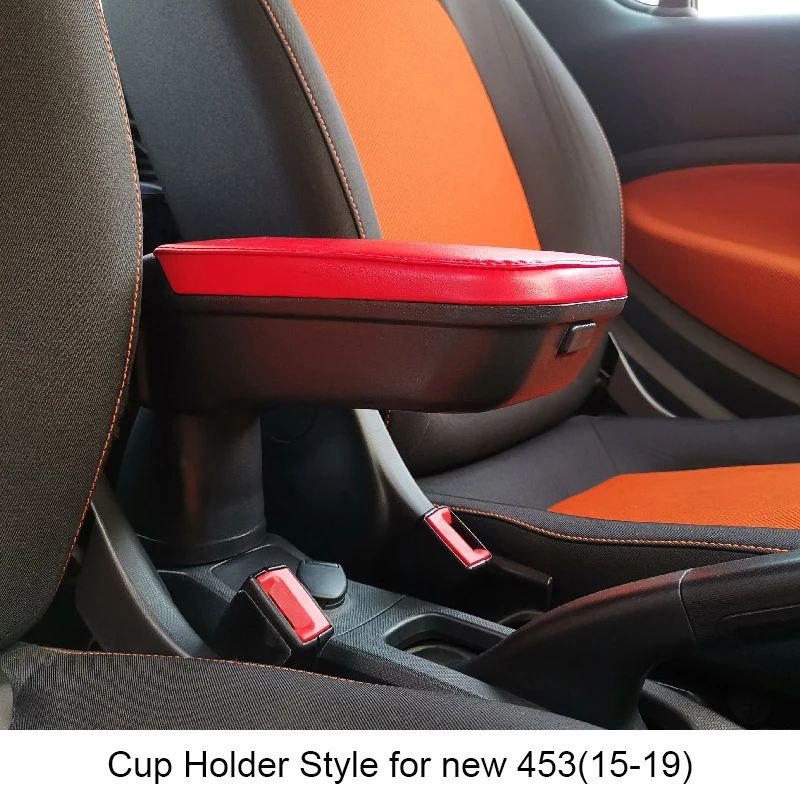 Автомобильный кожаный подлокотник Stotage Box Контейнер подстаканник для Smart 451 453 fortwo forfour аксессуары для салона автомобиля - Название цвета: Cup Holder Style