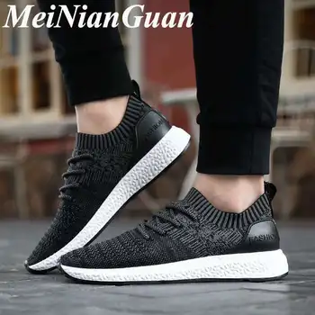 

Lightweight Shoes Man Lace Up Low Top Sneakers Mens Autumn Large Size Fashion Shoes for Men Casual Fly Weaving Flats Trainers F3