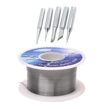 

Solid Solder 0.3mm Dia Flux Core 63% Tin 37% Lead Long Wire Reel & P36 Soldering Station Conical Bevel 60W Solder Iron Tip 5pcs