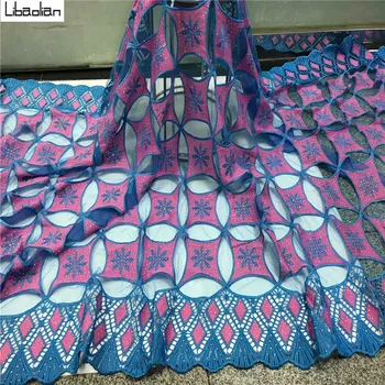 

New Purple African Stones French Lace Fabric High Quality Guipure Lace Chemical Lace Fabric For Wedding Party 5yard/pcs D27-23