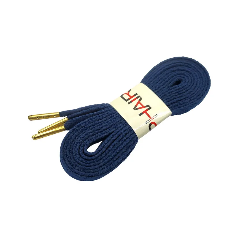 22 Navy Blue 1 пара, новинка, с металлическими наконечниками, хлопковые плоские шнурки, цветные, повседневные, спортивные, для кроссовок, шнурки, золотые, с металлическим наконечником, для пеших прогулок - Цвет: 22 Navy Blue