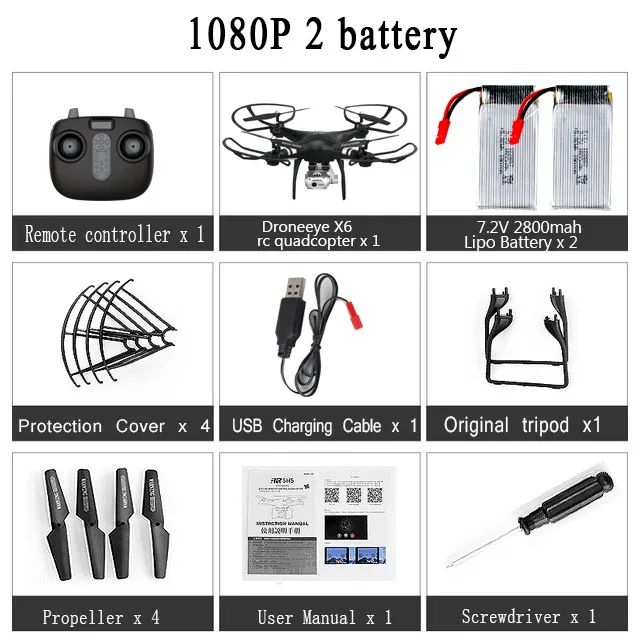 Радиоуправляемый Дрон Квадрокоптер с 1080P Wifi FPV Вертолет камеры 20-25 мин Время полета Профессиональный Дрон 720p Квадрокоптер Дрон - Цвет: Black 1080P 2Battery