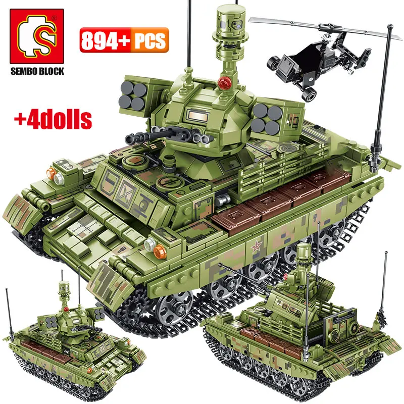 SEMBO модель военного танка Panzer строительные блоки Вторая мировая война вертолет
