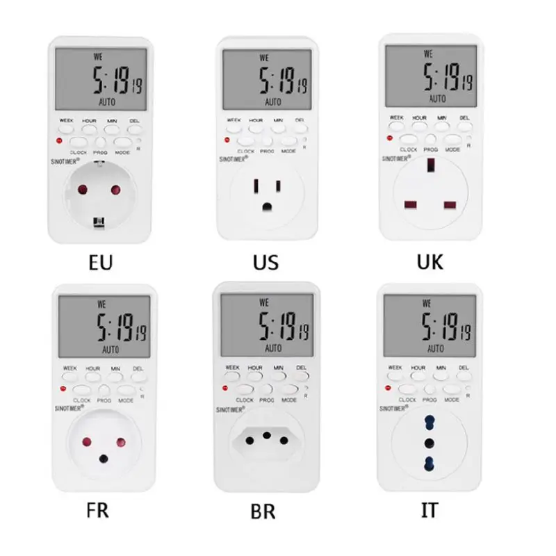 

Electronic Digital Timer Socket AC230V Time Relay Programmable EU/US/UK/FR/BR/IT for tools