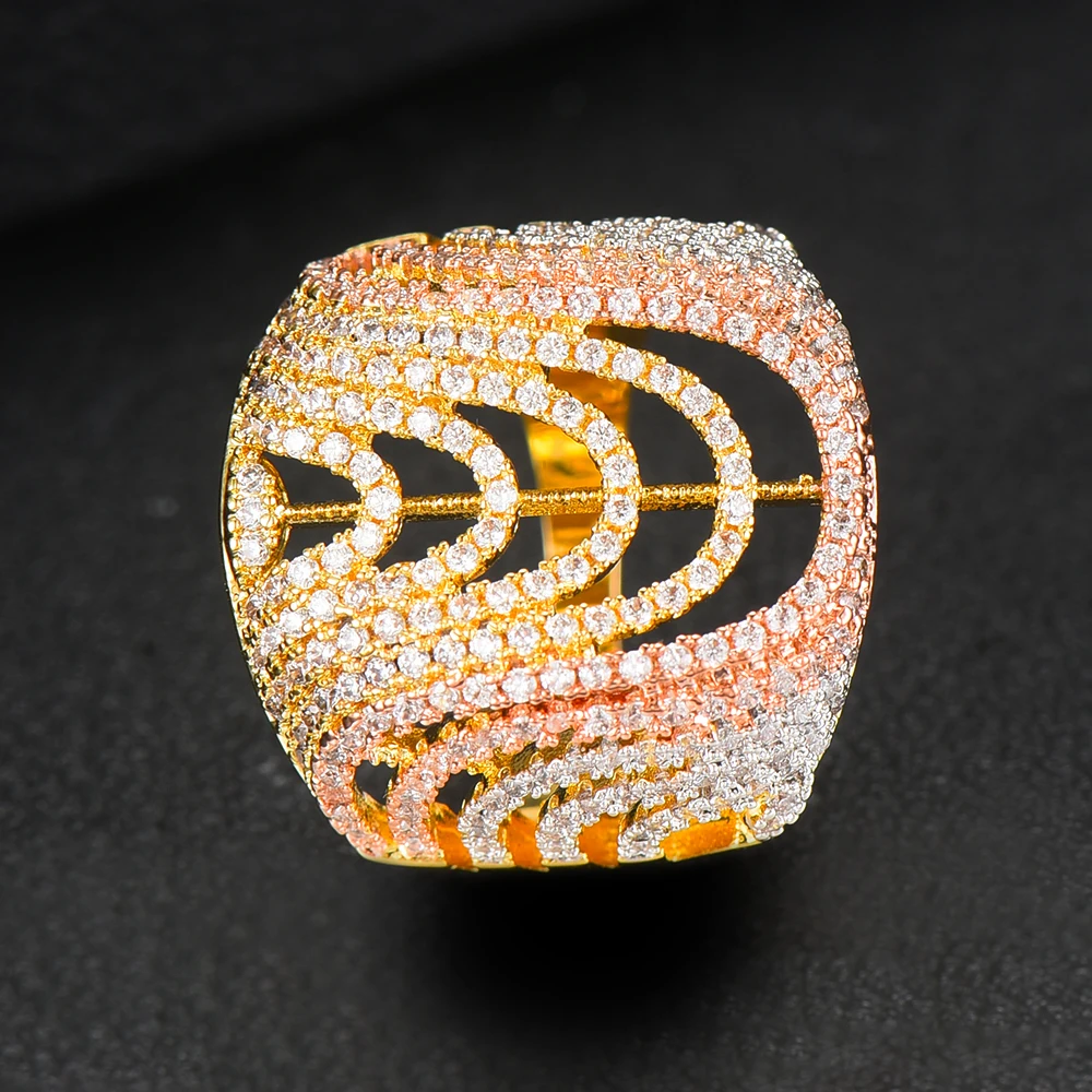 GODKI роскошный широкий большой Модный цветочный лист геометрический Кубический Цирконий Свадебный браслет для женщин набор колец ювелирные наборы