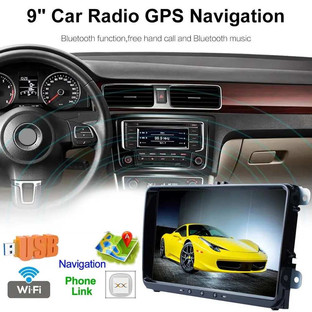  9 Inch Car Radio GPS Navigation Docking Station 2din Android Smartphone Bluetooth GPS Navigation Ca
