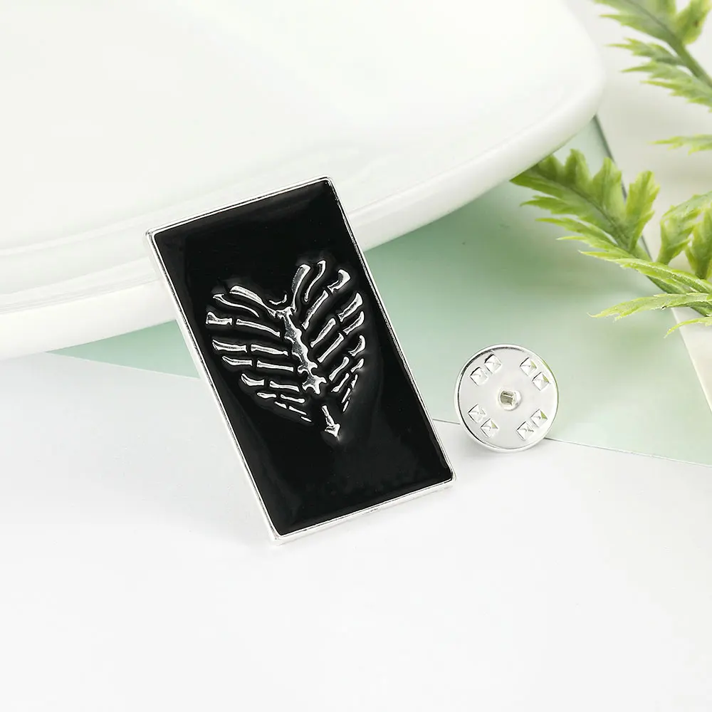 

Gothic Heart Pin Skeleton outline Square Brooch Black Goth Jewelry Bones Anatomy Shape Metal Lapel Medical Jewellery Gift