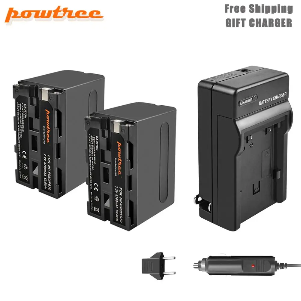 Powtree 8700 мА/ч NP F960 F970 Камера Батарея + ЖК дисплей Зарядное устройство для Sony F770 F550 CCD