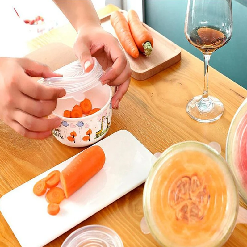 

6pcs/set Reusable silicon stretch lids universal Silicone food wrap bowl silicone cover pan cooking Kitchen Stoppers C1087 c