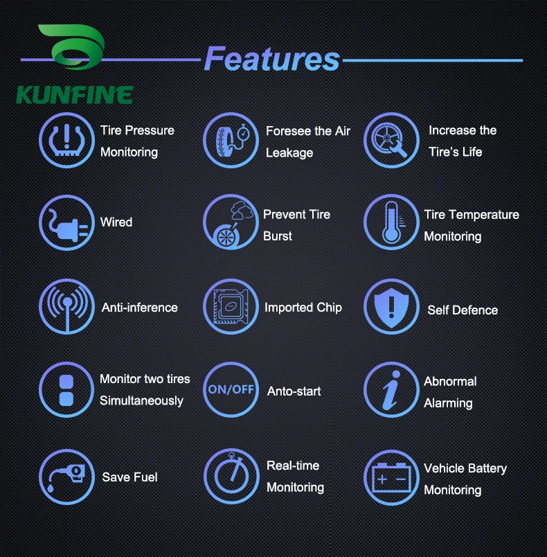 Waterproof Smart Motorcycle TPMS Tyre Pressure Monitoring System Digital LCD Display  Security Alarm Systems With 2 Sensors M3-C-WI (2)