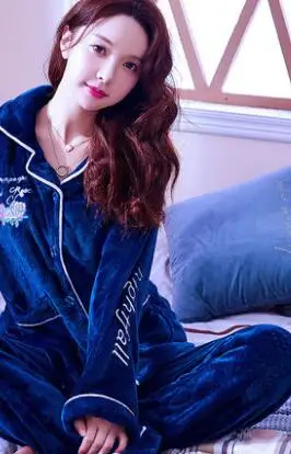 StyleF Пижама женская уплотненная фланель пижама костюм домашняя одежда девочка коралловый флис осень зима длинный рукав Милая Ночная рубашка H5631 - Цвет: StyleF
