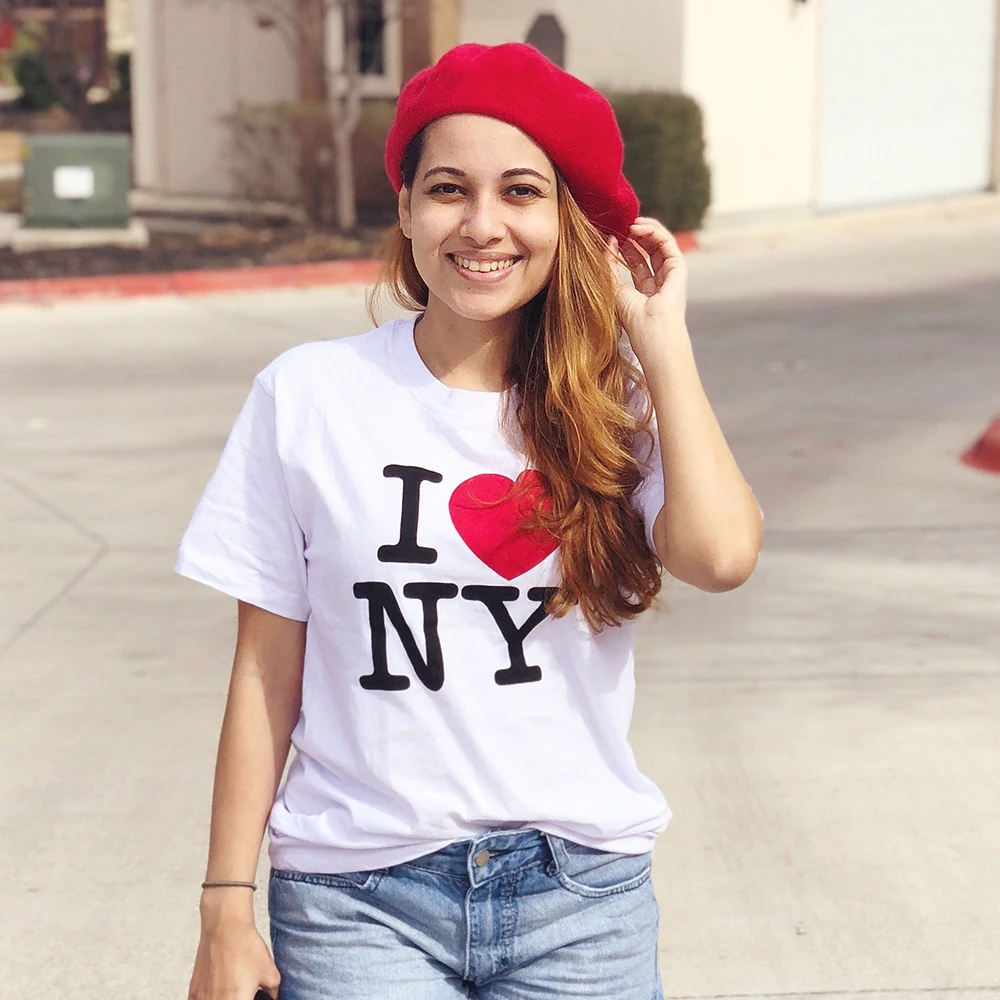 Футболка женская с надписью I Love NY Модный летний топ коротким рукавом в стиле 90-х