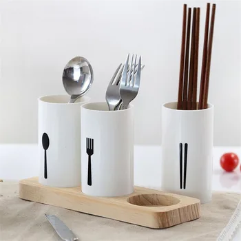 

Simple Style Tableware Box Organizer Oak Base Chopsticks Can Kitchen Waterdrop Container Desktop Storage