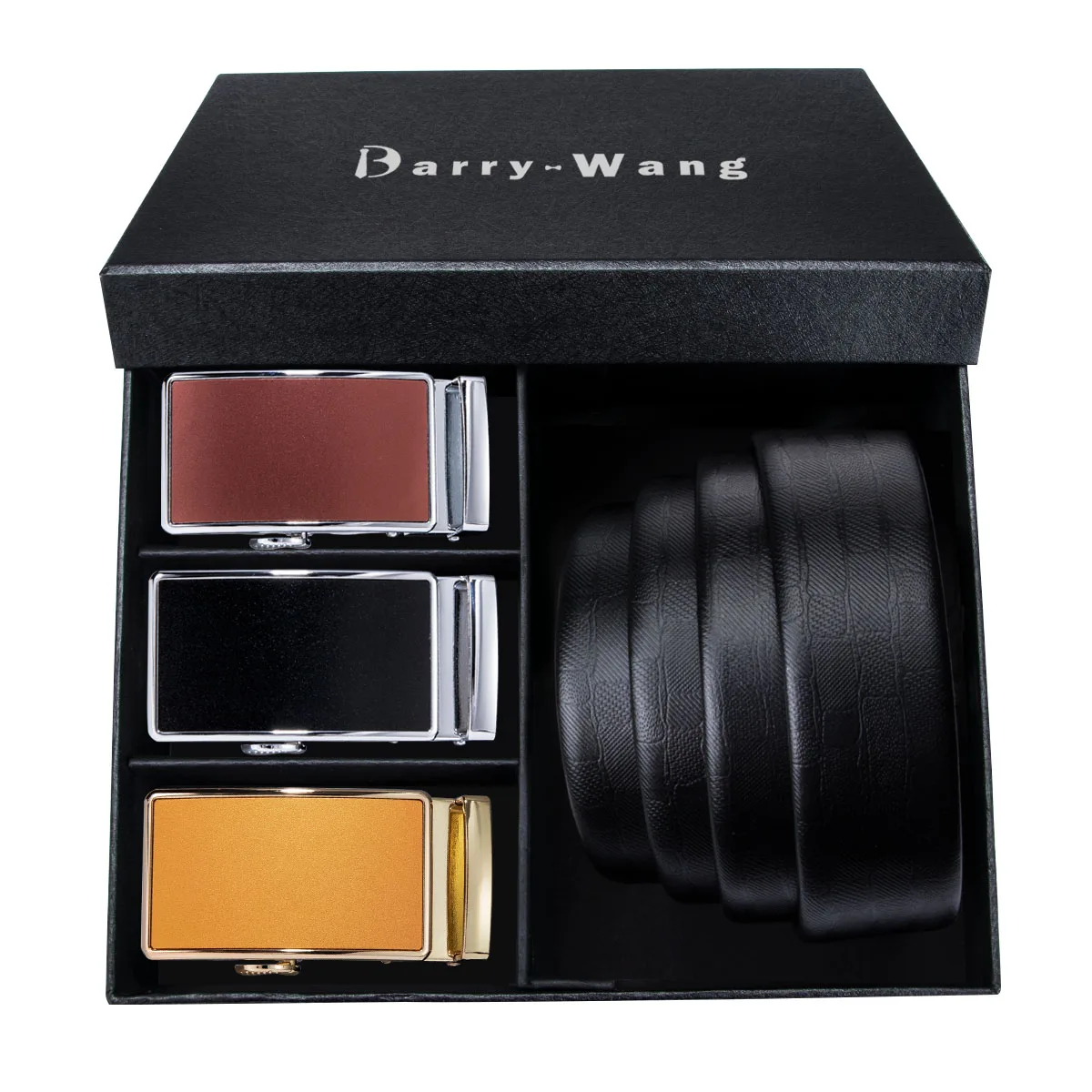 Barry. Wang кожаный ремень для мужчин, черный ремень из воловьей кожи, автоматическая пряжка, поясной ремень для бизнеса, Свадебная подарочная коробка, Прямая поставка - Цвет: 2176-2178-2179-DEA
