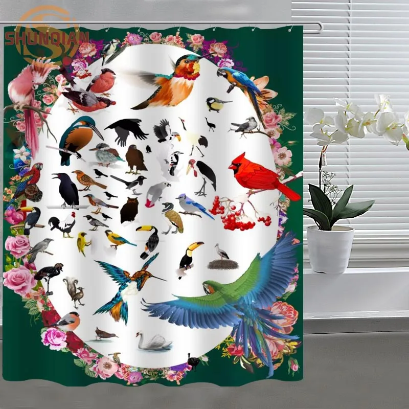 

Bird cartoon Shower Curtain Fabric polyester Custom Shower Curtain With Hooks for Home Decor H0328&5b