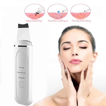 

Ultrasonic Ion Deep Cleaning Skin Scrubber Peeling Shovel Facial Pore Cleaner Blackhead Remover Face Lifting USB Rechargeable 53