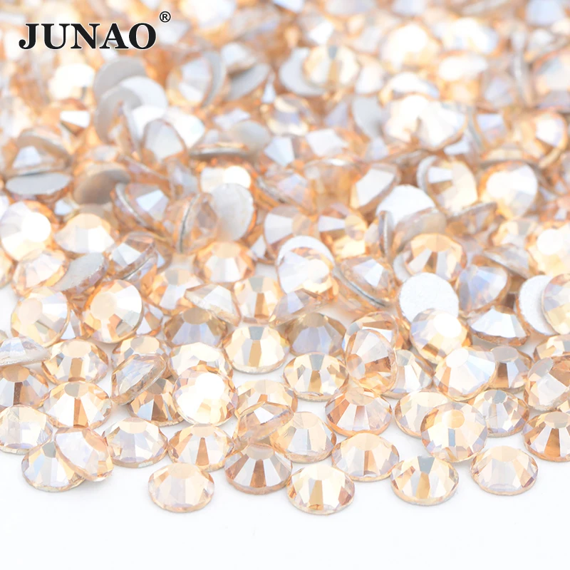 JUNAO 100Gross SS6 SS10 SS12 SS16 SS20 SS30 AB Color Glass Rhinestones Bulk Non Hotfix Flatback Strass DIY Nail Crystal Stones