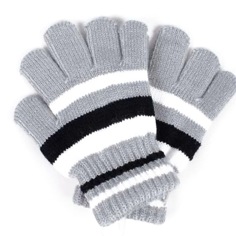 Детские Волшебные эластичные варежки для мальчиков и девочек, вязаные детские перчатки, зимние теплые Новые - Цвет: Gray