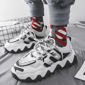 

Hong Kong Style Old Men's Shoes Mens New Synthetic Leather Low-top Sneakers Trendy Casual Running Shoes Zapatillas De Deporte