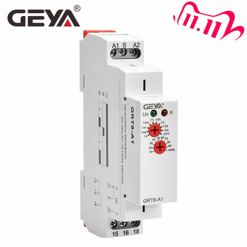 

Free Shipping GEYA GRT8-A ON Delay Timer Relay Din Rail 12V Relay 220V 10Days Adjustable Timer ROHS Test Approved