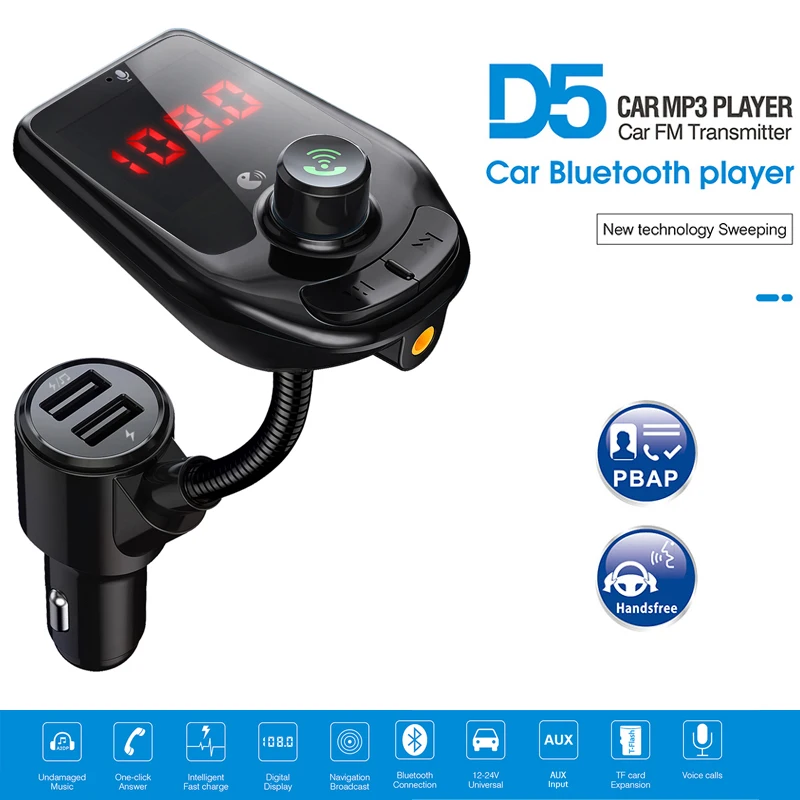 Fm-передатчик Автомобильный MP3 беспроводной Bluetooth автомобильный комплект свободные руки с двойной USB Автомобильное зарядное устройство Поддержка TF и U диск