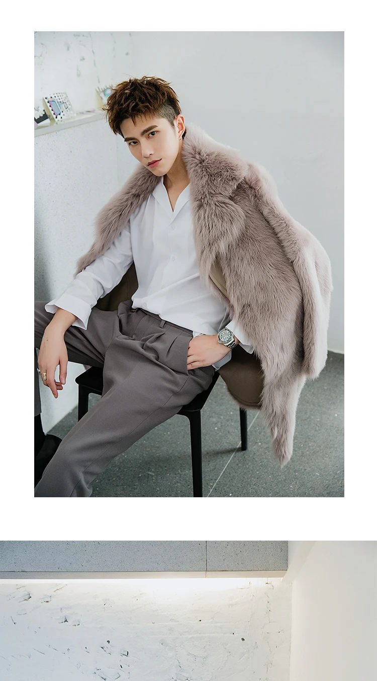 Зимнее пальто из натурального меха мужская длинная куртка из натуральной шерсти меховые куртки теплое роскошное пальто мужская одежда 19132 KJ3326