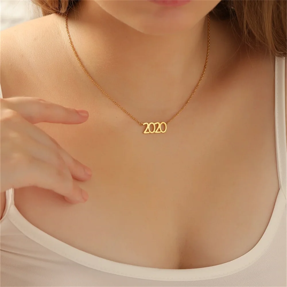 

Stainless Steel Personalize Birth Year Necklace Women Special Date Year Number Gold Fashion Necklace Men Pendant Birthday Gift