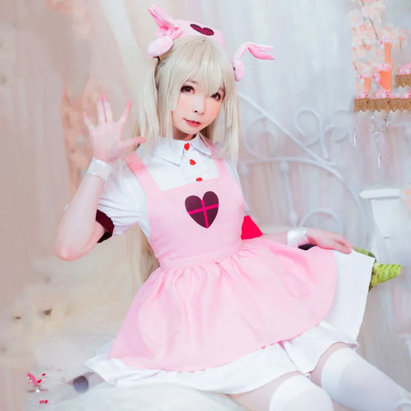 Youtuber Natori Sana Cosplay Costume Maid Apron Dress Nurse Uniform Outfit Pink Lolita Halloween Christmas Costumes Women |