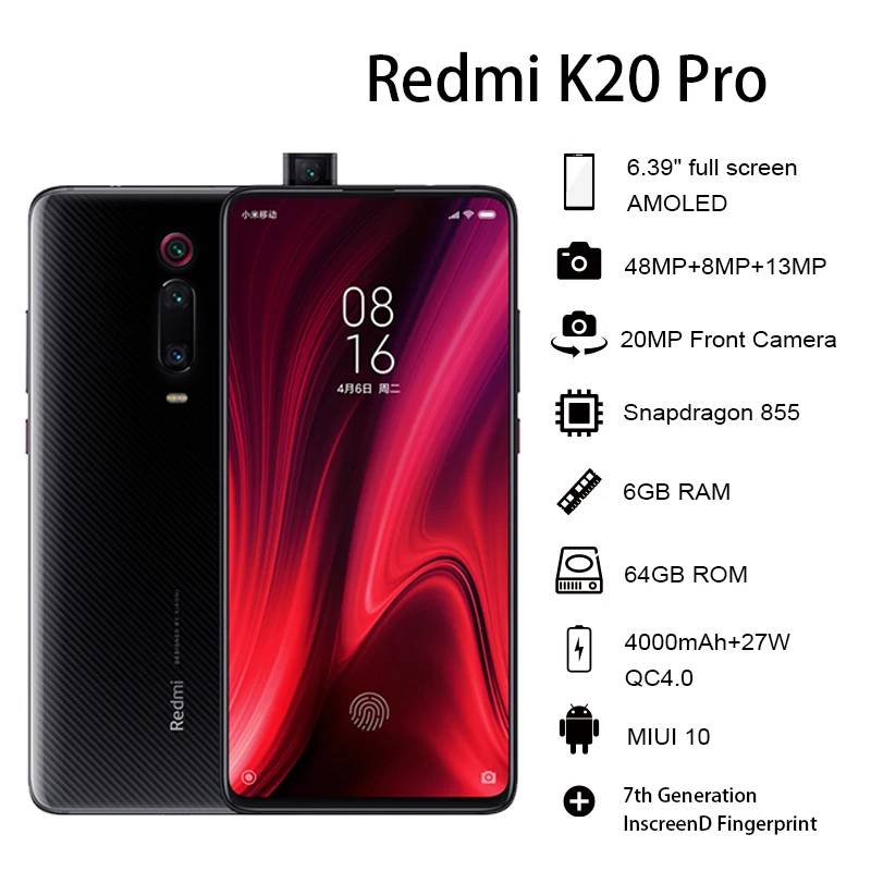 Глобальная версия Xiaomi mi 9T Pro(mi Red mi K20 Pro) 6 Гб 64 Гб Смартфон Snapdragon 855 mi UI 10 Game Turbo 2,0 AMOLED 6,39 ''48 МП