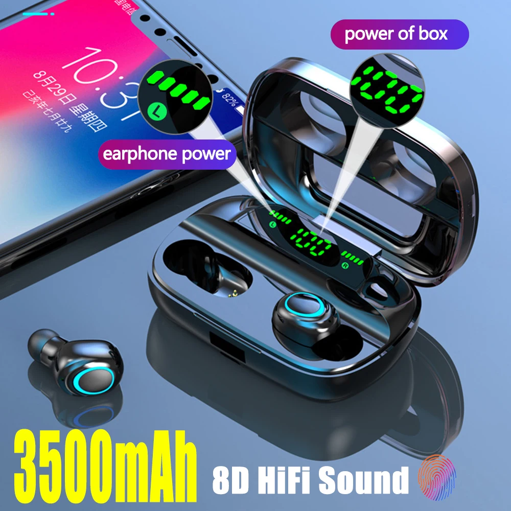 3500 мАч светодиодный наушники беспроводные без проводные Bluetooth Беспроводные 5 0