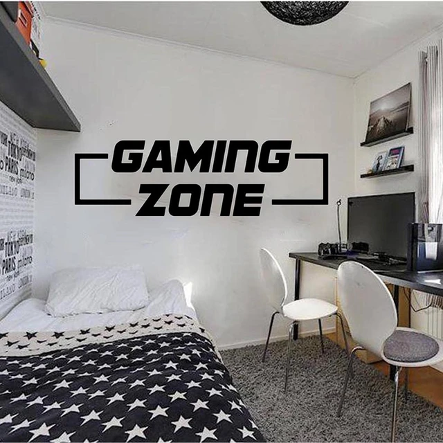 Gaming Zone videogioco Wall Sticker sala giochi camera da letto Gaming Zone  Gamer Xbox Ps4 citazione adesivo camera dei bambini vinile Decor m334