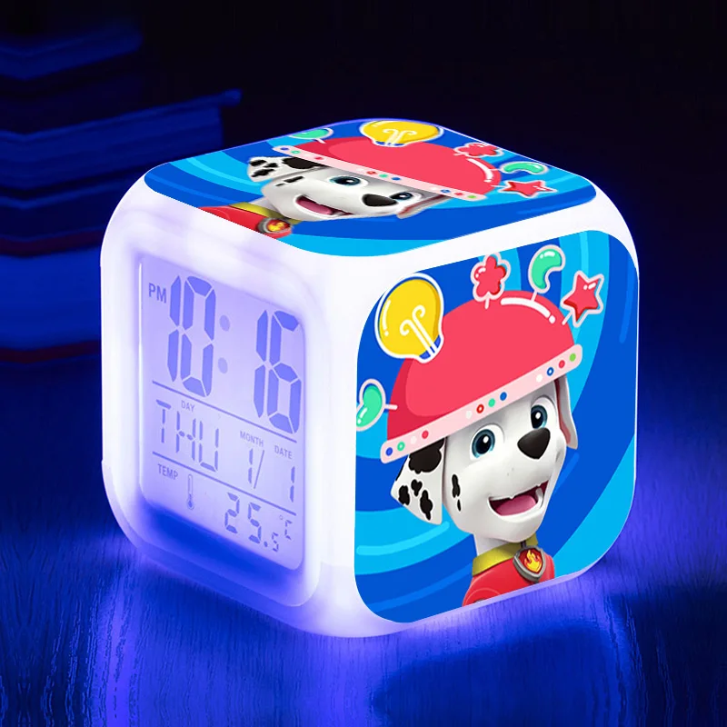 Paw Patrol светодиодный аниме Рисунок мультфильм будильник Patrulla Canina Ryder фигурки детский будильник подарки на день рождения 7D08 - Цвет: NO BOX