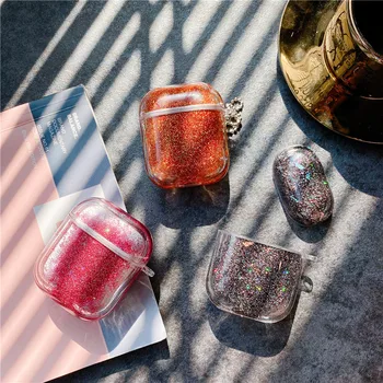

NEW liquid Quicksand glitter case For Airpods 1 2 wireless Bluetooth Earphone Case Transparent Headphone Protection Cover coque