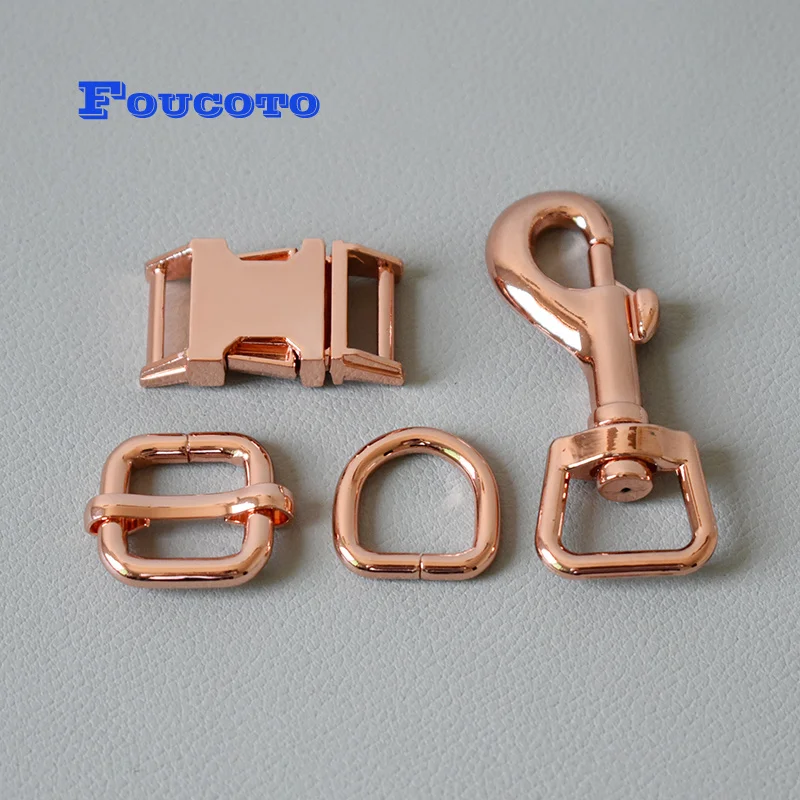 

100 sets/lot Metal buckles adjuster D ring release buckle 15mm webbing for dog collar necklace DIY leather chain dog accessories