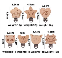 40*50mm 5 pc/lote clipes de madeira dos desenhos animados do bebê dentição contas chupeta corrente diy colar acessórios mamilo mastigação segura bpa livre