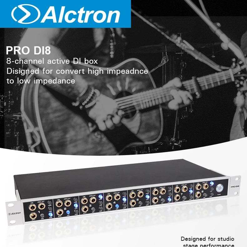 US $177.39 Alctron PRO DI8 8Channel DI Direct Injection Box Connect Guitars Basse Keyboard Audio Mixer Recorder Superior Sound Quality