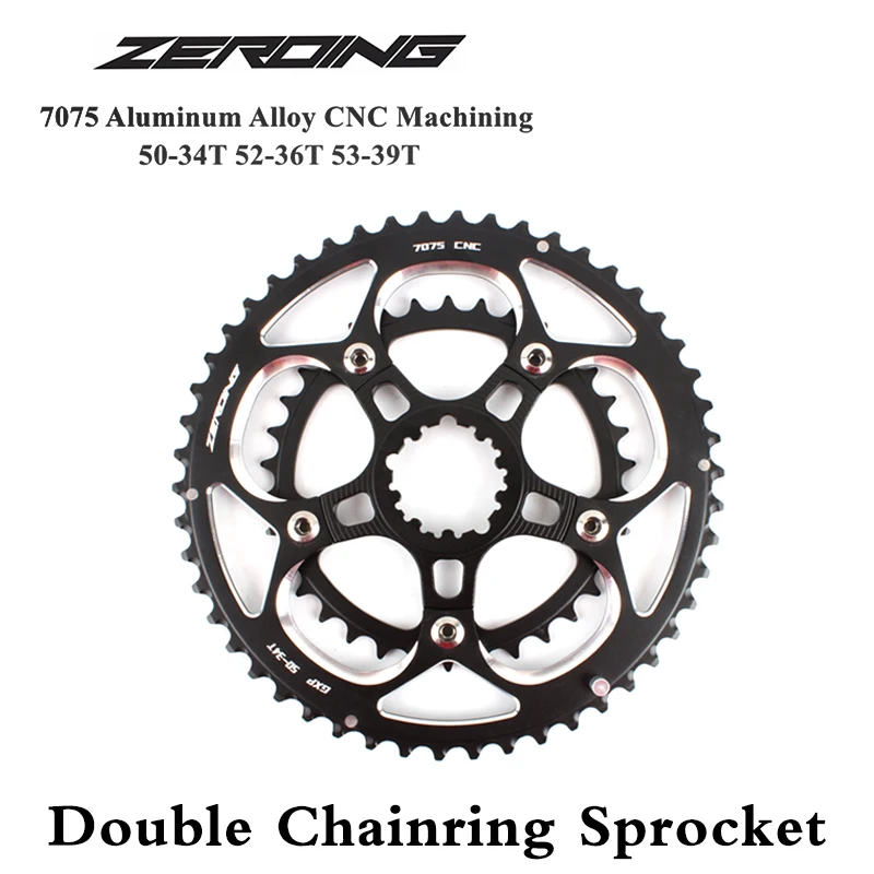

ZEROING Road Bike Chainring GXP 50-34/52-36/53-39T Double Toothed Plate Bike Chainwheel for 9/10/11/12 Speed Cycling Part