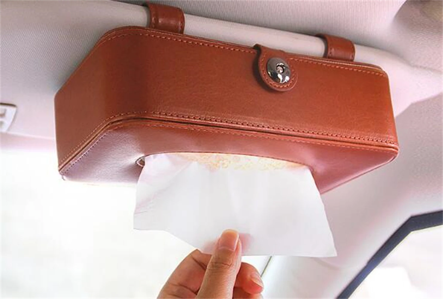 

Car Leather Sun Visor Tissue Seat Back Box Cover Pumping Paper Car Home Napkin Holder Case