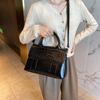 

Quality Women Handbag Pu Leather Weaving Tote Bags Luxury Women Shoulder Bags Ladies Crocodile Pattern Handbags Women Bags
