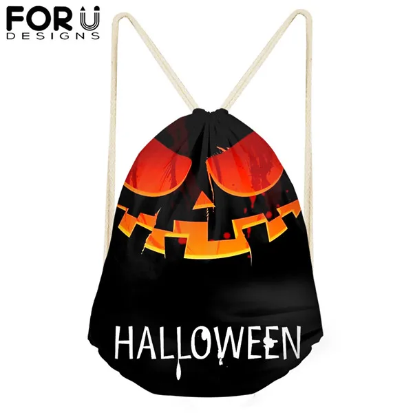Halloween Jack-O'-Lantern Drawstring Bag for Teenagers Girls Drawstring Backpack Women Package Travel Large Capacity Package - Цвет: CDGX1586Z3