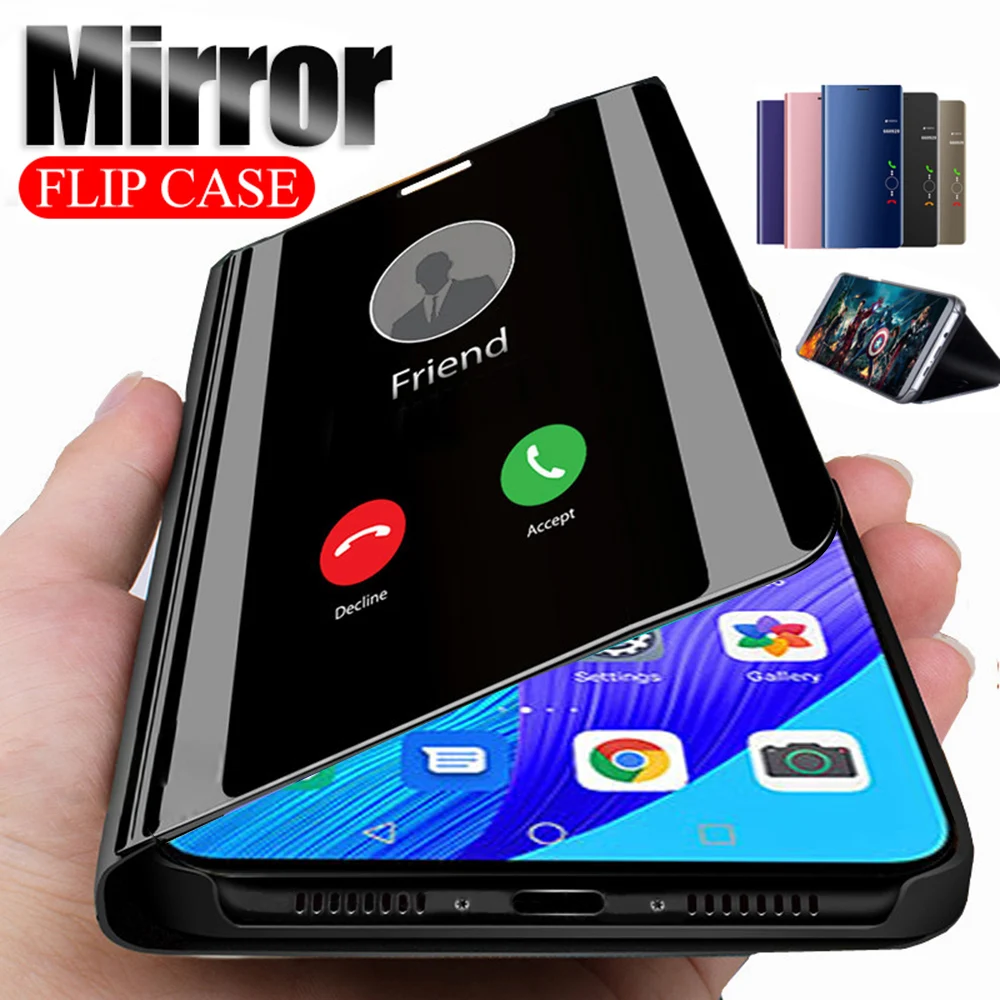 Smart Mirror Flip Phone Case For Huawei Honor 20 Honor20 Pro Cover on view 10 Lite 10i Nova 5T 9X Nova5T Clear View Cases | Мобильные