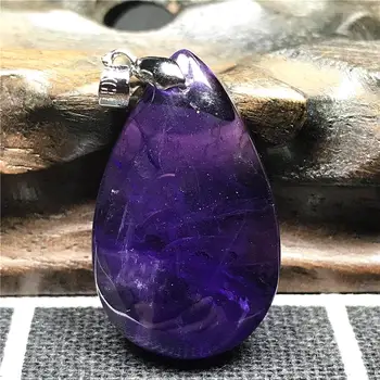 

Natural Purple Amethyst Pendant For Women Man Crystal 31x20x8mm Water Drop Beads Silver Gemstone Necklace Pendant Jewelry AAAAA