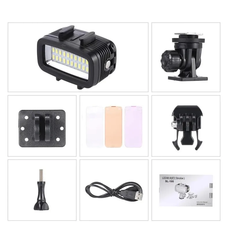 Eshowee gopro led аксессуары 40 м водонепроницаемая лампа под водой gopro светодиодная вспышка Видео заполняющая свет для SJCAM Xiaomi 700LM SL-100