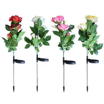 

4 Outdoor Solar LED Lights Waterproof Rose Lights Easy to Install, Used for Home Garden Yard Lawn Path Decoration
