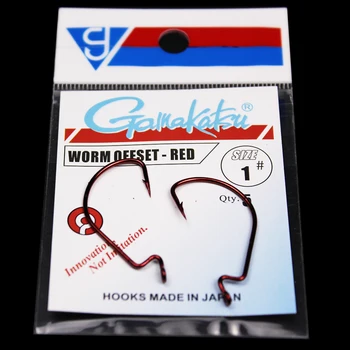 

1 pack offset worm hooks red eyes rings 5/0#-6# fishing hooks for carp Tail gamakatsu