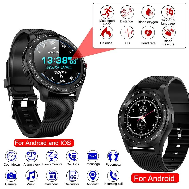 KINCO L9 Смарт часы ЭКГ сердечный ритм звонки напоминание полный сенсорный Smartwatch IP68 Водонепроницаемые часы для мужчин для Android IOS 19 языков