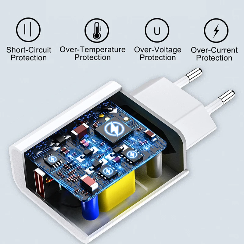 NAISU 24W Quick Charge QC 3.0 USB Charger Wall Mobile Phone Fast Charging Adapter For iPhone13 Huawei Samsung Xiaomi POCO X3 NFC